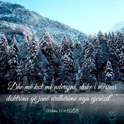 Picture 03 - Mateu 15:9 ALB - Dhe më kot më nderojnë, duke i mësuar - Bible Verse Picture