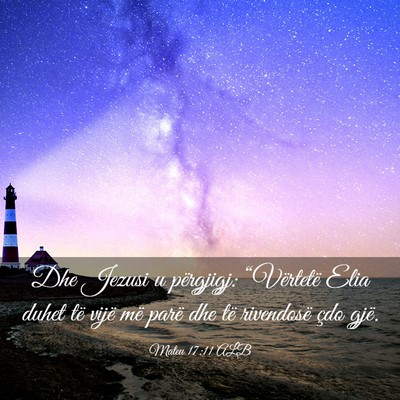 Picture 03 - Mateu 17:11 ALB - Dhe Jezusi u përgjigj: “Vërtetë Elia duhet - Bible Verse Picture