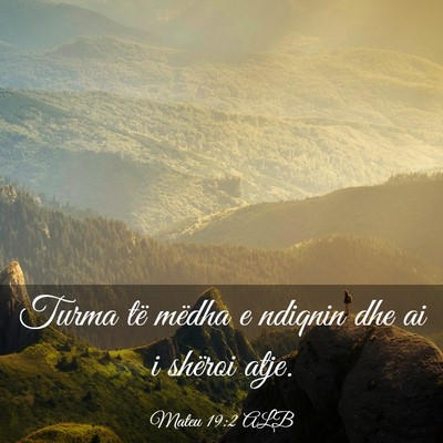 Picture 03 - Mateu 19:2 ALB - Turma të mëdha e ndiqnin dhe ai i shëroi - Bible Verse Picture