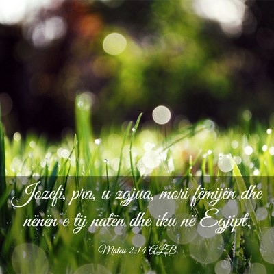 Picture 03 - Mateu 2:14 ALB - Jozefi, pra, u zgjua, mori fëmijën dhe nënën - Bible Verse Picture