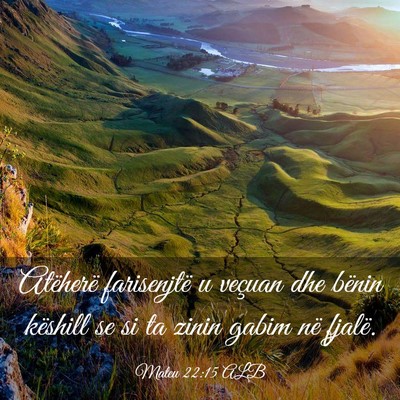 Picture 03 - Mateu 22:15 ALB - Atëherë farisenjtë u veçuan dhe bënin - Bible Verse Picture