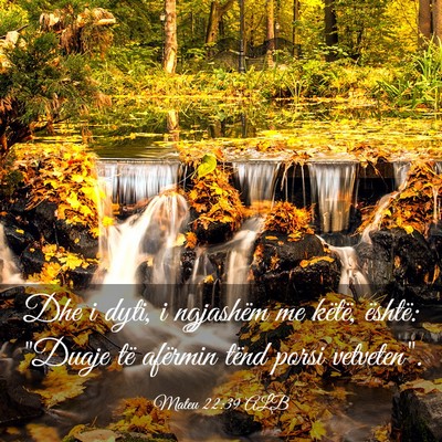 Picture 03 - Mateu 22:39 ALB - Dhe i dyti, i ngjashëm me këtë, është: - Bible Verse Picture