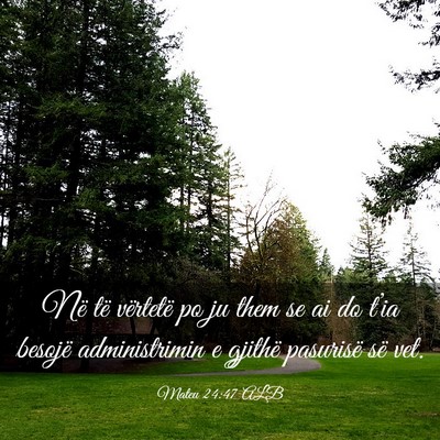 Picture 03 - Mateu 24:47 ALB - Në të vërtetë po ju them se ai do t’ia - Bible Verse Picture
