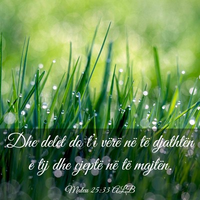 Picture 03 - Mateu 25:33 ALB - Dhe delet do t’i vërë në të djathtën e tij - Bible Verse Picture
