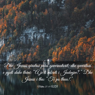 Picture 03 - Mateu 27:11 ALB - Dhe Jezusi qëndroi para guvernatorit; dhe - Bible Verse Picture