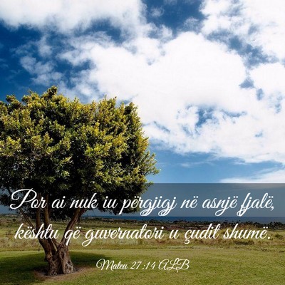 Picture 03 - Mateu 27:14 ALB - Por ai nuk iu përgjigj në asnjë fjalë, - Bible Verse Picture