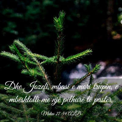 Picture 03 - Mateu 27:59 ALB - Dhe Jozefi, mbasi e mori trupin, e mbështolli me - Bible Verse Picture