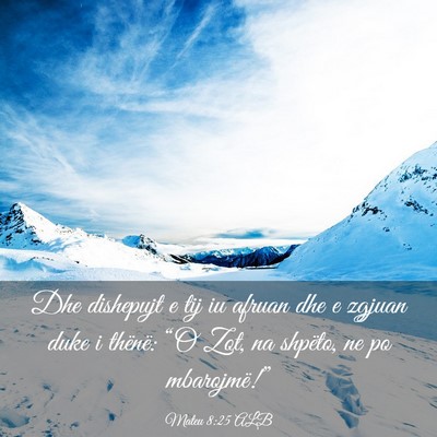 Picture 03 - Mateu 8:25 ALB - Dhe dishepujt e tij iu afruan dhe e zgjuan duke i - Bible Verse Picture
