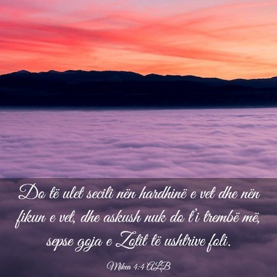 Picture 03 - Mikea 4:4 ALB - Do të ulet secili nën hardhinë e vet dhe nën - Bible Verse Picture