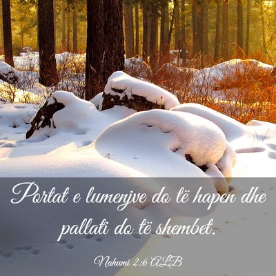 Picture 03 - Nahumi 2:6 ALB - Portat e lumenjve do të hapen dhe pallati do të - Bible Verse Picture