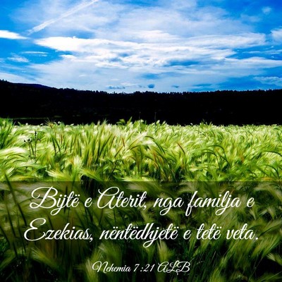 Picture 03 - Nehemia 7:21 ALB - Bijtë e Aterit, nga familja e Ezekias, - Bible Verse Picture