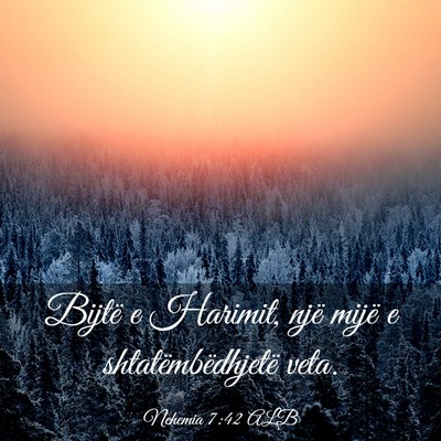 Picture 03 - Nehemia 7:42 ALB - Bijtë e Harimit, një mijë e shtatëmbëdhjetë - Bible Verse Picture