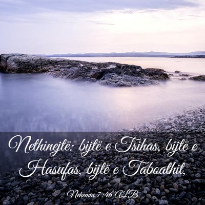 Picture 03 - Nehemia 7:46 ALB - Nethinejtë: bijtë e Tsihas, bijtë e Hasufas, - Bible Verse Picture