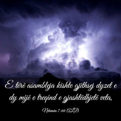 Picture 03 - Nehemia 7:66 ALB - E tërë asambleja kishte gjithsej dyzet e dy - Bible Verse Picture