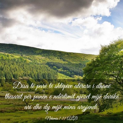 Picture 03 - Nehemia 7:71 ALB - Disa të parë të shtëpive atërore i dhanë - Bible Verse Picture