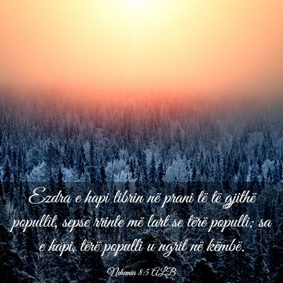 Picture 03 - Nehemia 8:5 ALB - Ezdra e hapi librin në prani të të gjithë - Bible Verse Picture