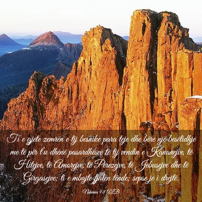 Picture 03 - Nehemia 9:8 ALB - Ti e gjete zemrën e tij besnike para teje dhe - Bible Verse Picture
