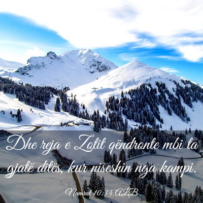 Picture 03 - Numrat 10:34 ALB - Dhe reja e Zotit qëndronte mbi ta gjatë ditës, - Bible Verse Picture
