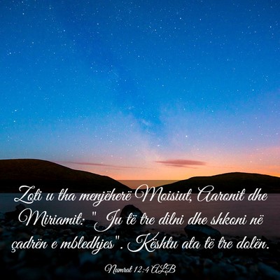 Picture 03 - Numrat 12:4 ALB - Zoti u tha menjëherë Moisiut, Aaronit dhe - Bible Verse Picture