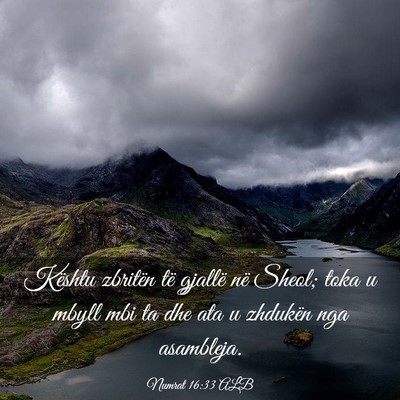 Picture 03 - Numrat 16:33 ALB - Kështu zbritën të gjallë në Sheol; toka u - Bible Verse Picture