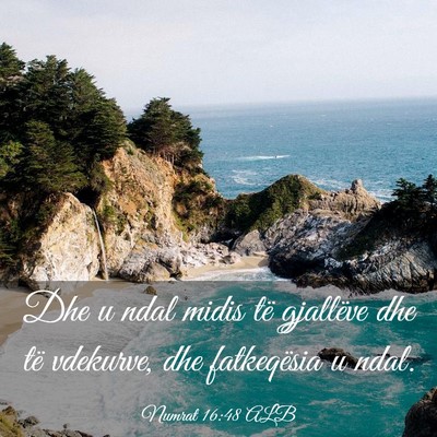 Picture 03 - Numrat 16:48 ALB - Dhe u ndal midis të gjallëve dhe të vdekurve, - Bible Verse Picture