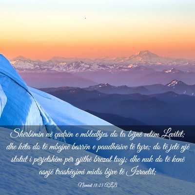 Picture 03 - Numrat 18:23 ALB - Shërbimin në çadrën e mbledhjes do ta bëjnë - Bible Verse Picture