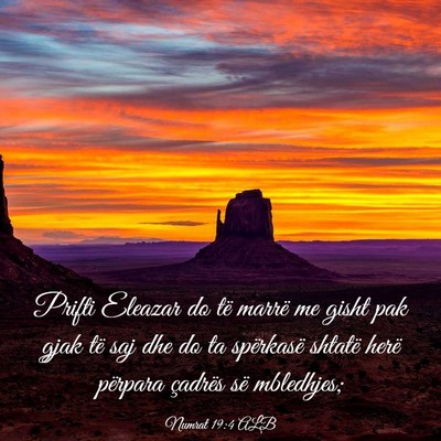 Picture 03 - Numrat 19:4 ALB - Prifti Eleazar do të marrë me gisht pak gjak - Bible Verse Picture