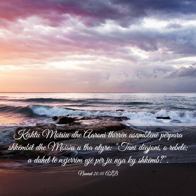 Picture 03 - Numrat 20:10 ALB - Kështu Moisiu dhe Aaroni thirrën asamblenë - Bible Verse Picture