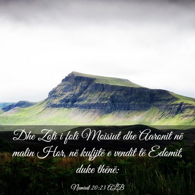 Picture 03 - Numrat 20:23 ALB - Dhe Zoti i foli Moisiut dhe Aaronit në malin - Bible Verse Picture