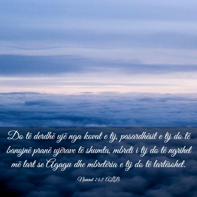 Picture 03 - Numrat 24:7 ALB - Do të derdhë ujë nga kovat e tij, pasardhësit - Bible Verse Picture
