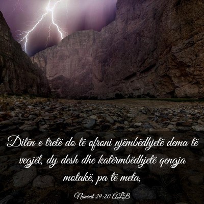 Picture 03 - Numrat 29:20 ALB - Ditën e tretë do të ofroni njëmbëdhjetë - Bible Verse Picture