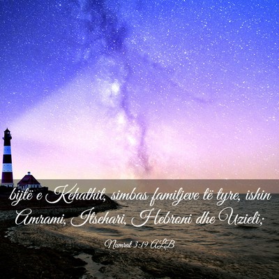 Picture 03 - Numrat 3:19 ALB - bijtë e Kehathit, simbas familjeve të tyre, - Bible Verse Picture