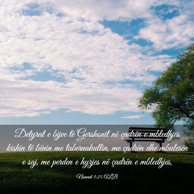 Picture 03 - Numrat 3:25 ALB - Detyrat e bijve të Gershonit në çadrën e - Bible Verse Picture