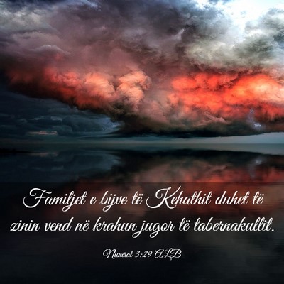 Picture 03 - Numrat 3:29 ALB - Familjet e bijve të Kehathit duhet të zinin - Bible Verse Picture