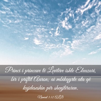 Picture 03 - Numrat 3:32 ALB - Princi i princave të Levitëve ishte Eleazari, - Bible Verse Picture