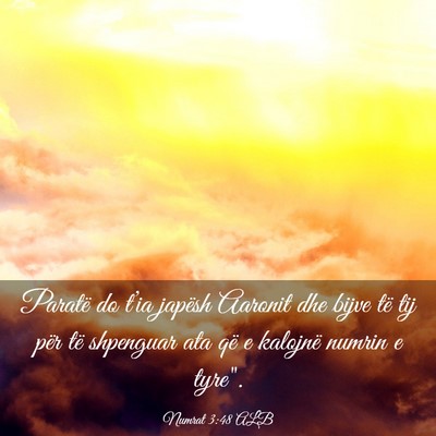 Picture 03 - Numrat 3:48 ALB - Paratë do t’ia japësh Aaronit dhe bijve të - Bible Verse Picture