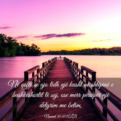 Picture 03 - Numrat 30:10 ALB - Në qoftë se ajo lidh një kusht në shtëpinë - Bible Verse Picture