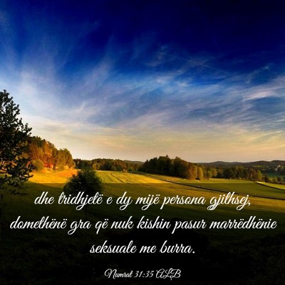 Picture 03 - Numrat 31:35 ALB - dhe tridhjetë e dy mijë persona gjithsej, - Bible Verse Picture