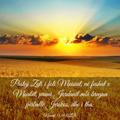 Picture 03 - Numrat 33:50 ALB - Pastaj Zoti i foli Moisiut, në fushat e Moabit, - Bible Verse Picture