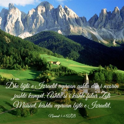 Picture 03 - Numrat 5:4 ALB - Dhe bijtë e Izraelit vepruan ashtu dhe i nxorën - Bible Verse Picture