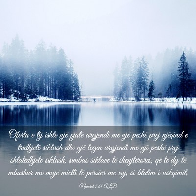 Picture 03 - Numrat 7:61 ALB - Oferta e tij ishte një pjatë argjendi me një - Bible Verse Picture