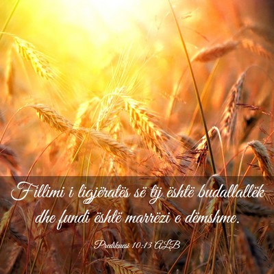 Picture 03 - Predikuesi 10:13 ALB - Fillimi i ligjëratës së tij është - Bible Verse Picture