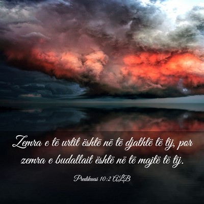 Picture 03 - Predikuesi 10:2 ALB - Zemra e të urtit është në të djathtë të - Bible Verse Picture
