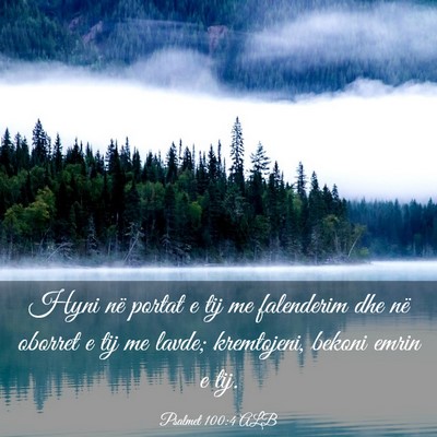Picture 03 - Psalmet 100:4 ALB - Hyni në portat e tij me falenderim dhe në - Bible Verse Picture
