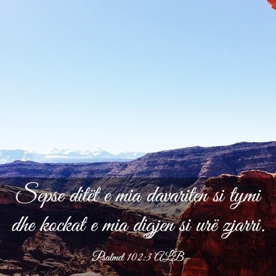 Picture 03 - Psalmet 102:3 ALB - Sepse ditët e mia davariten si tymi dhe kockat e - Bible Verse Picture