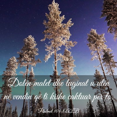 Picture 03 - Psalmet 104:8 ALB - Dolën malet dhe luginat u ulën në vendin që - Bible Verse Picture