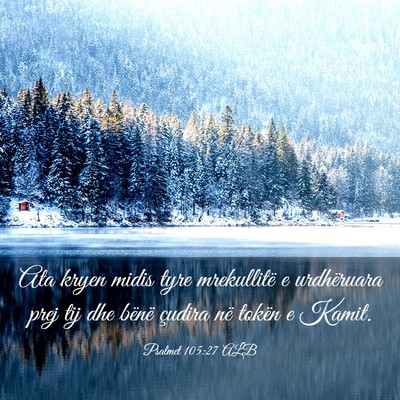 Picture 03 - Psalmet 105:27 ALB - Ata kryen midis tyre mrekullitë e urdhëruara - Bible Verse Picture