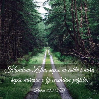 Picture 03 - Psalmet 107:1 ALB - Kremtoni Zotin, sepse ai është i mirë, sepse - Bible Verse Picture