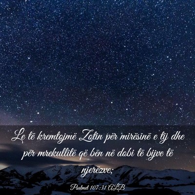 Picture 03 - Psalmet 107:31 ALB - Le të kremtojmë Zotin për mirësinë e tij dhe - Bible Verse Picture