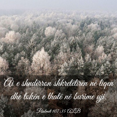 Picture 03 - Psalmet 107:35 ALB - Ai e shndërron shkretëtirën në liqen dhe - Bible Verse Picture